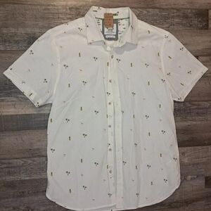 Denim & Flower White Shirt with Pineapple and Palm Print
